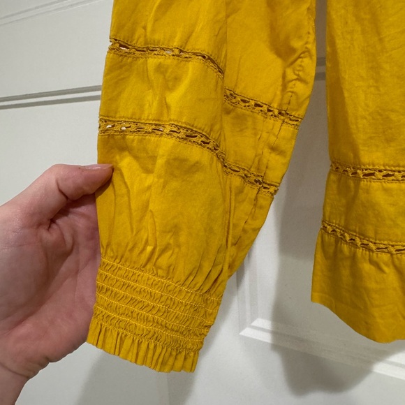 J.Crew gold Yellow Eyelet Ruffle Popover bib Blouse Top Shirt - Picture 7 of 10